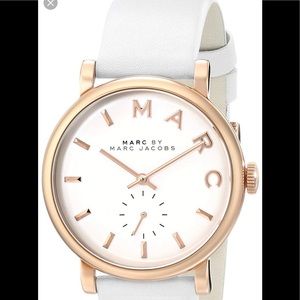 Rose Gold white leather watch